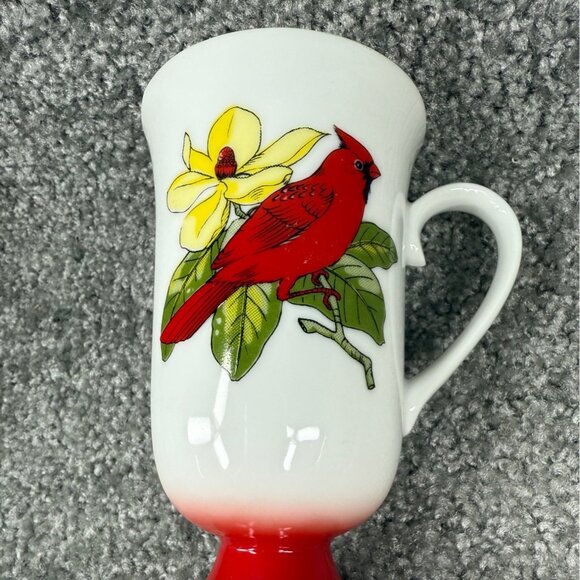 Decorative Pedestal Coffee Mugs Fred Roberts 4 Different Birds Colorful Kitchen - Picture 5 of 16